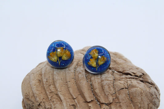 Pressed Yellow Wildflower Stud Earrings