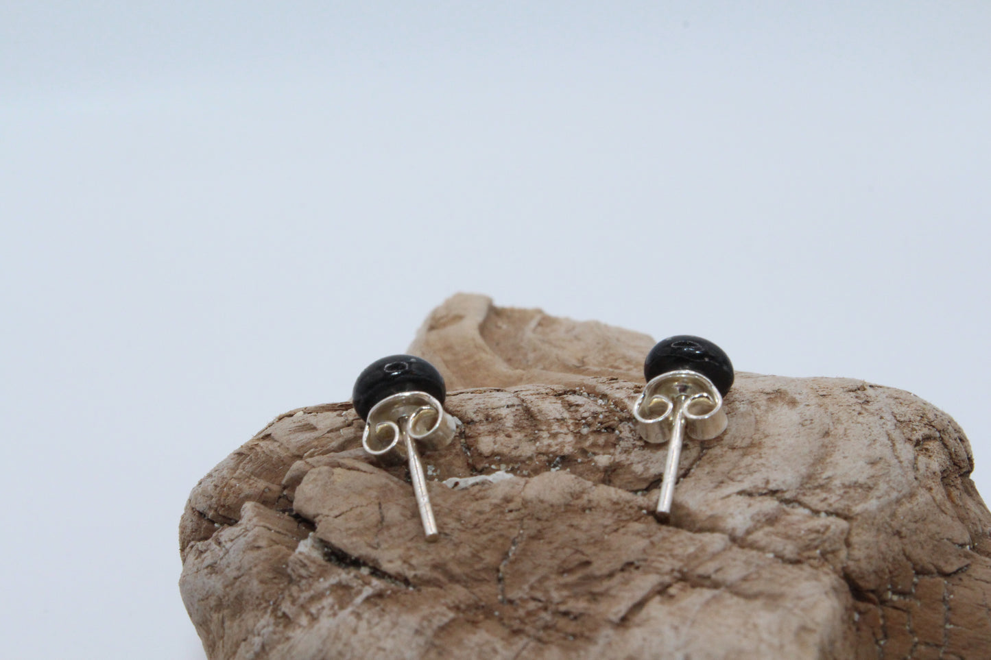 Black stud earrings with Natural Queen Anne's Lace Flowers