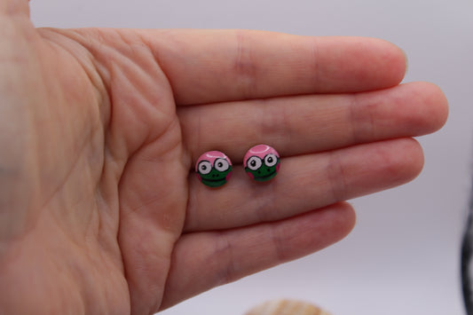 Handpainted Frog Wooden Earrings