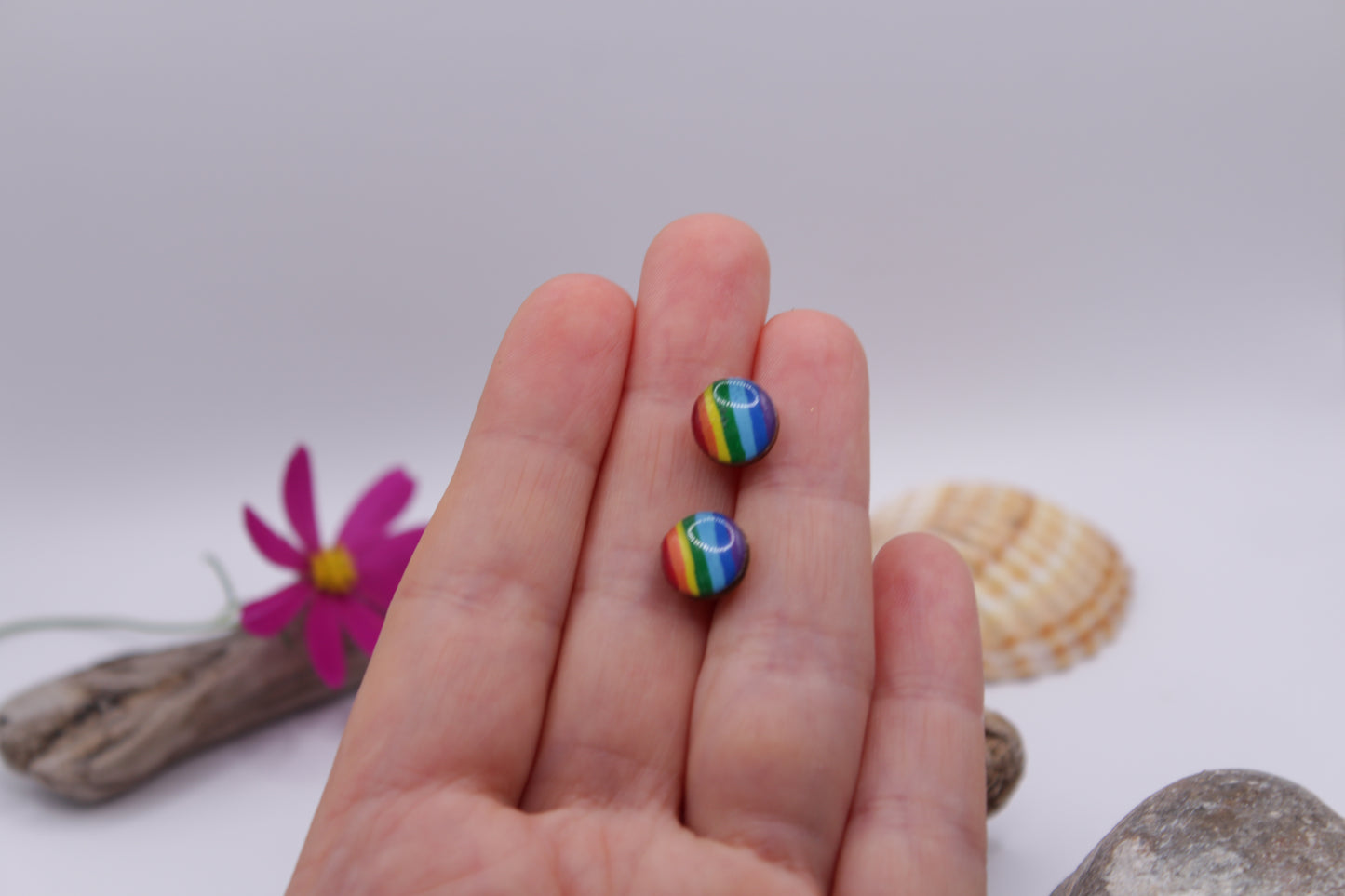 Handpainted 'Rainbow' Wooden Earrings