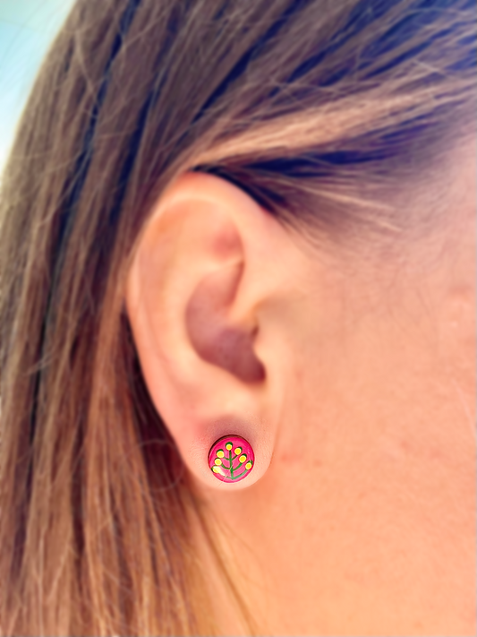 Handpainted 'Folk Flower' Wooden Earrings