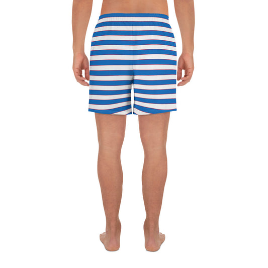 Striped Nautical Men's Athletic Long Shorts