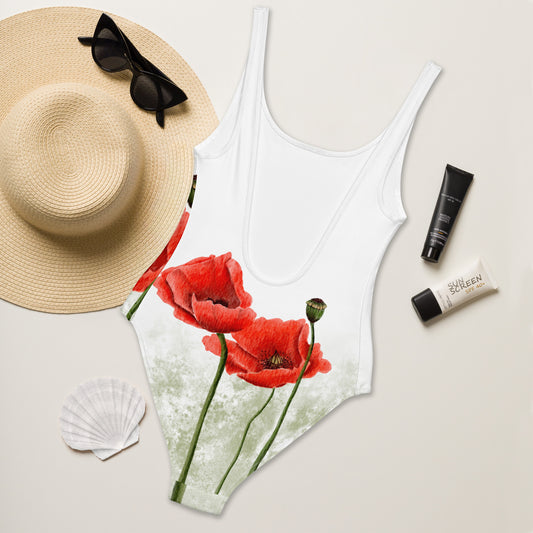 Poppy Watercolour One Piece Swimsuit
