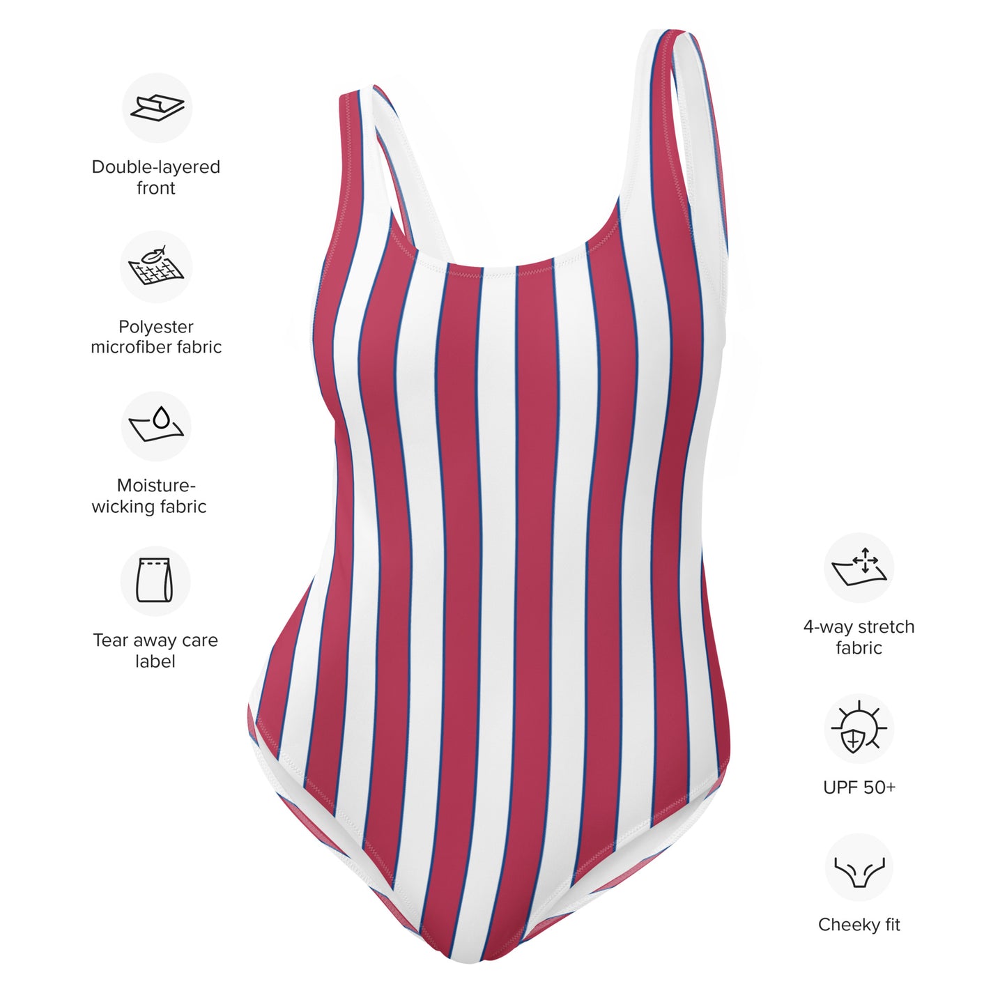 Viva Magenta And Blue Vertical Striped One Piece Swimsuit