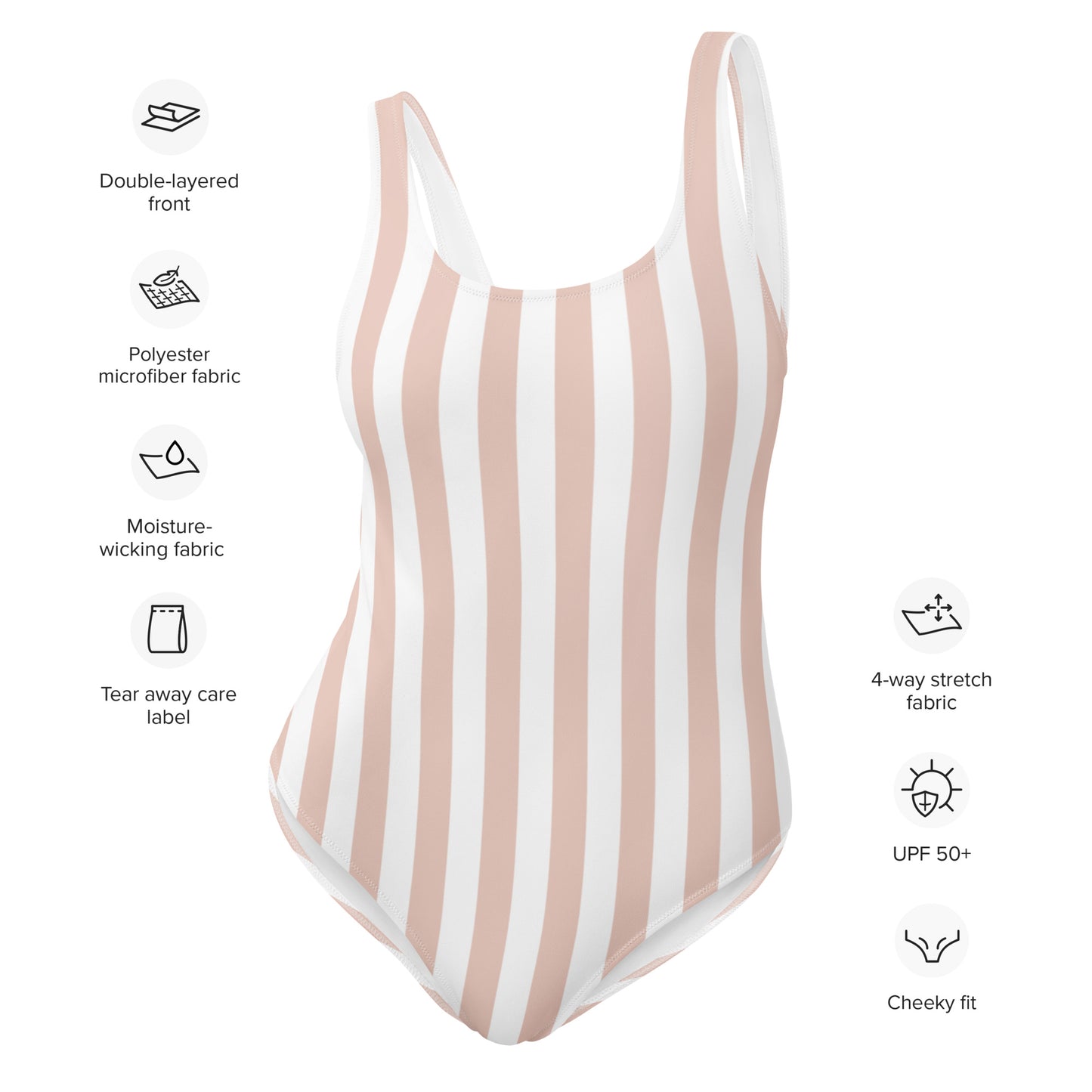 Pale Dogwood Vertical Striped One Piece Swimsuit