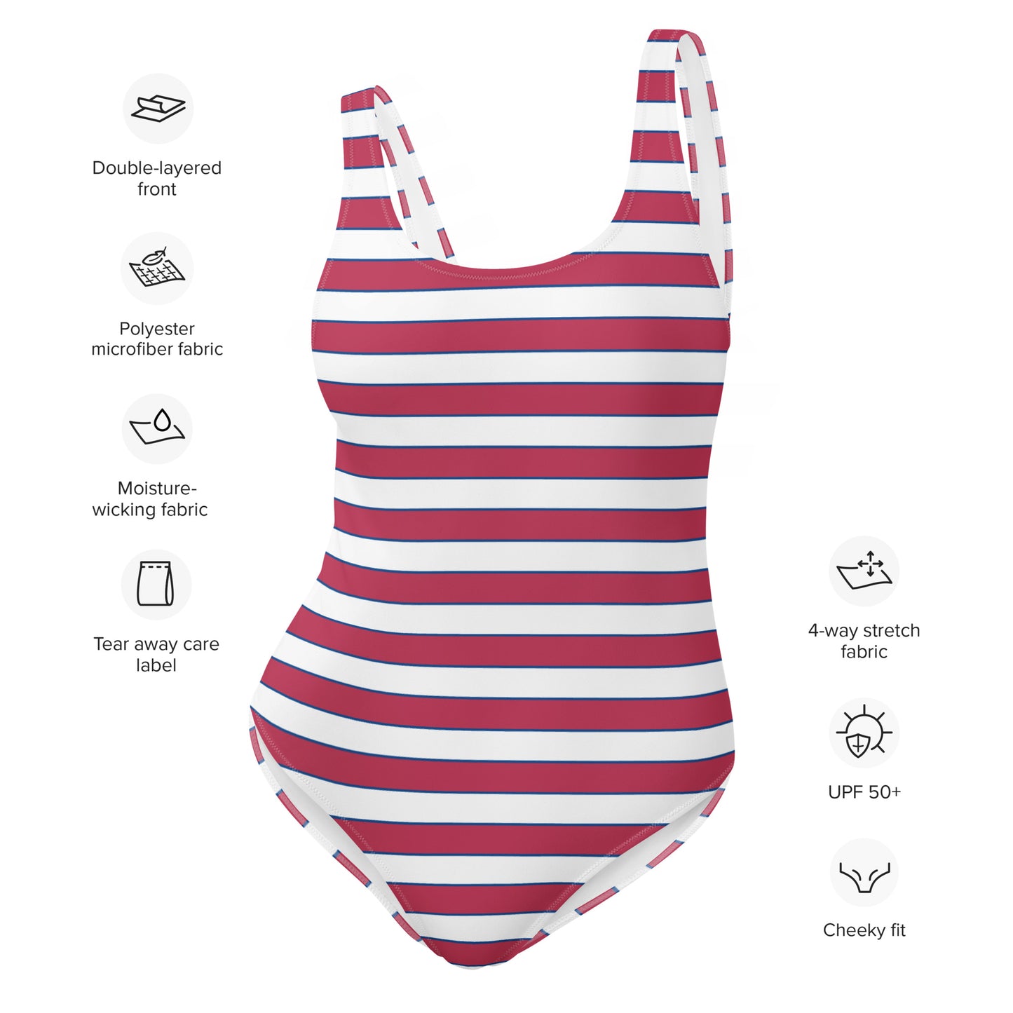 Viva Magenta And Blue Horizontal Striped One Piece Swimsuit