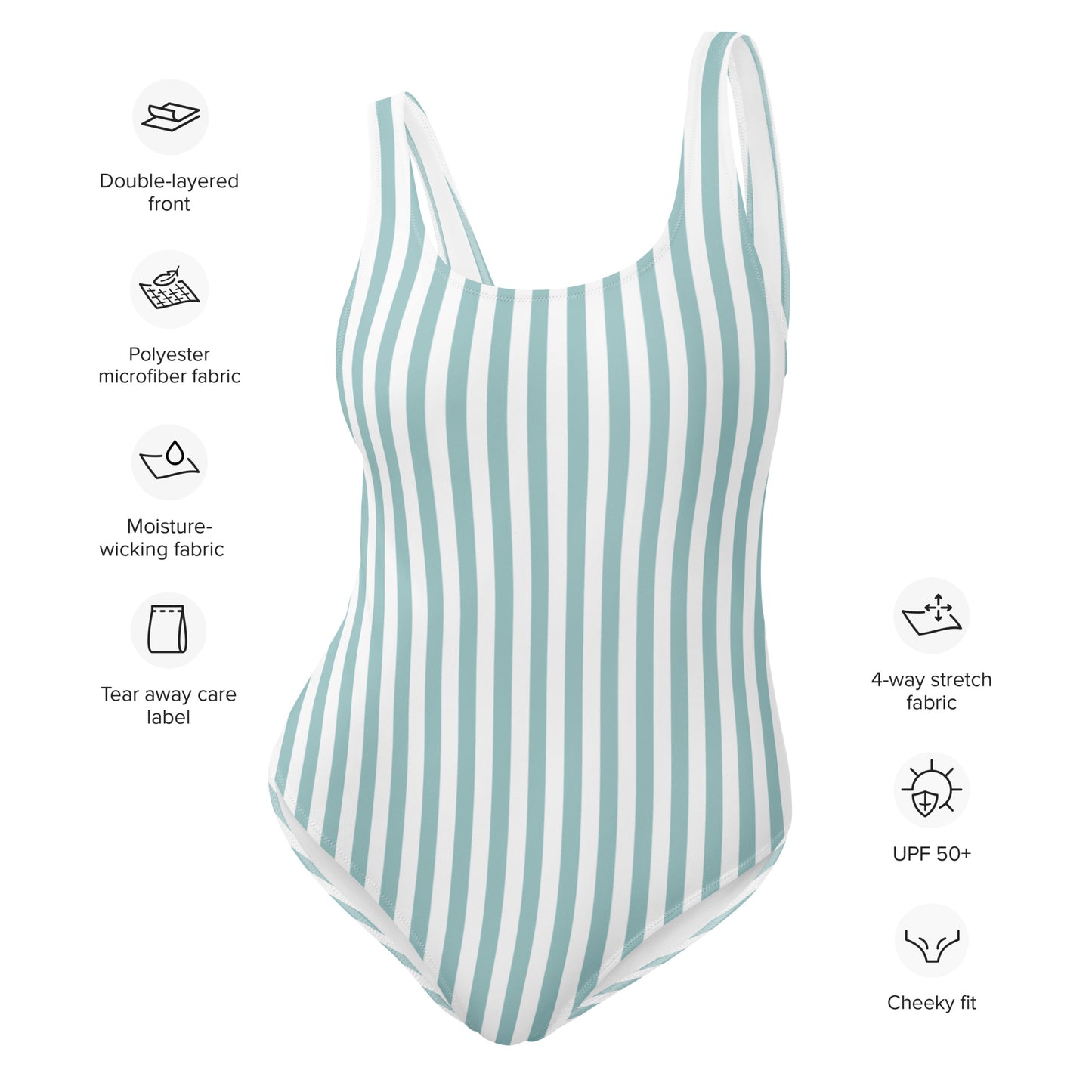 Eggshell Blue One Piece Striped Swimsuit