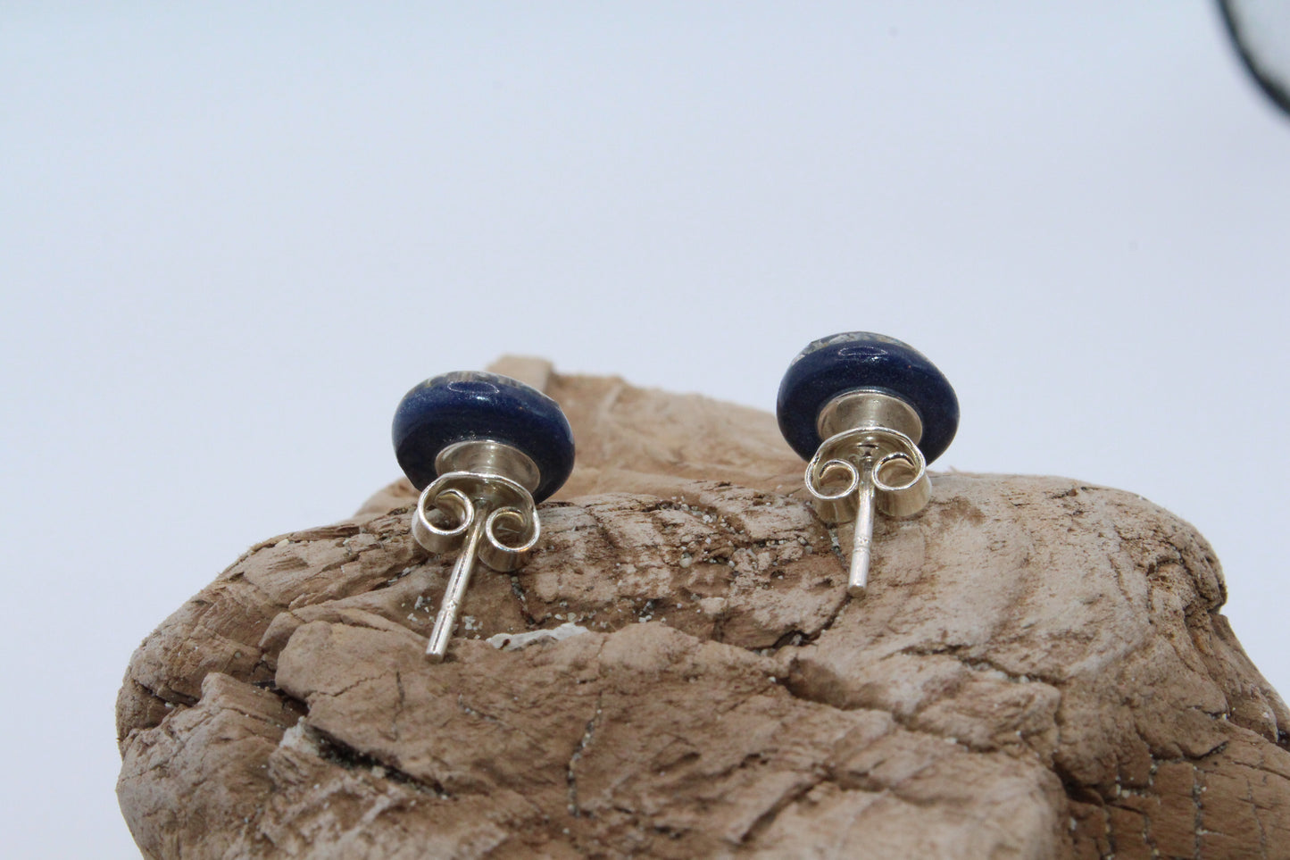 Pressed Queen Anne's Lace Royal Blue Stud Earrings