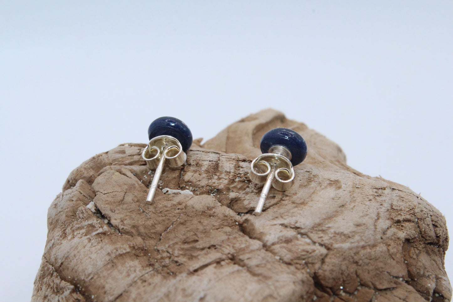 Pressed Queen Anne's Lace Royal Blue Stud Small Earrings