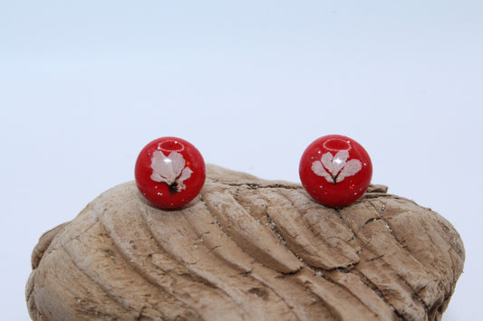 Red Cilantro Stud Earrings