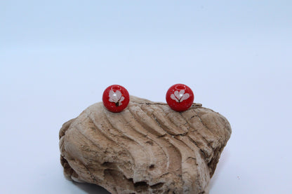 Red Cilantro Stud Earrings