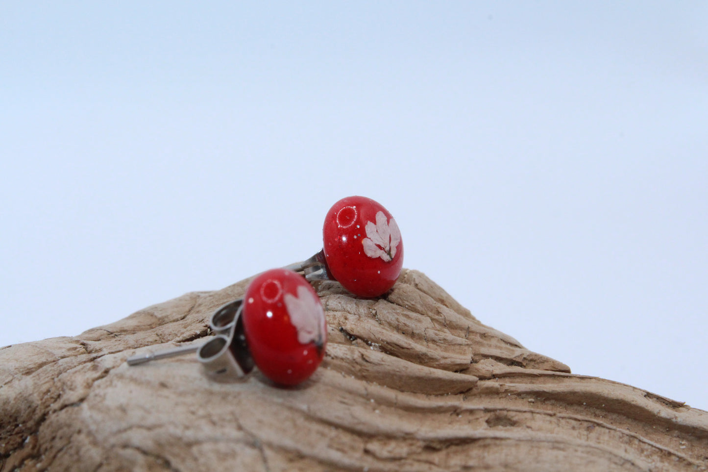 Red Cilantro Stud Earrings