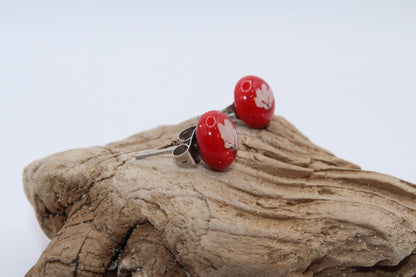 Red Cilantro Stud Earrings