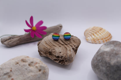 Handpainted 'Rainbow' Wooden Earrings