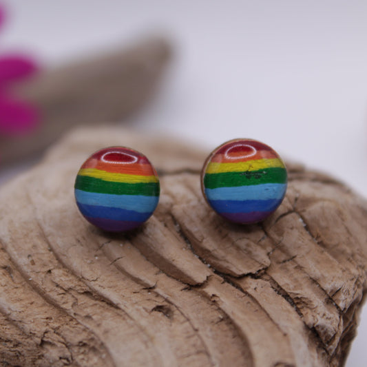 Handpainted 'Rainbow' Wooden Earrings