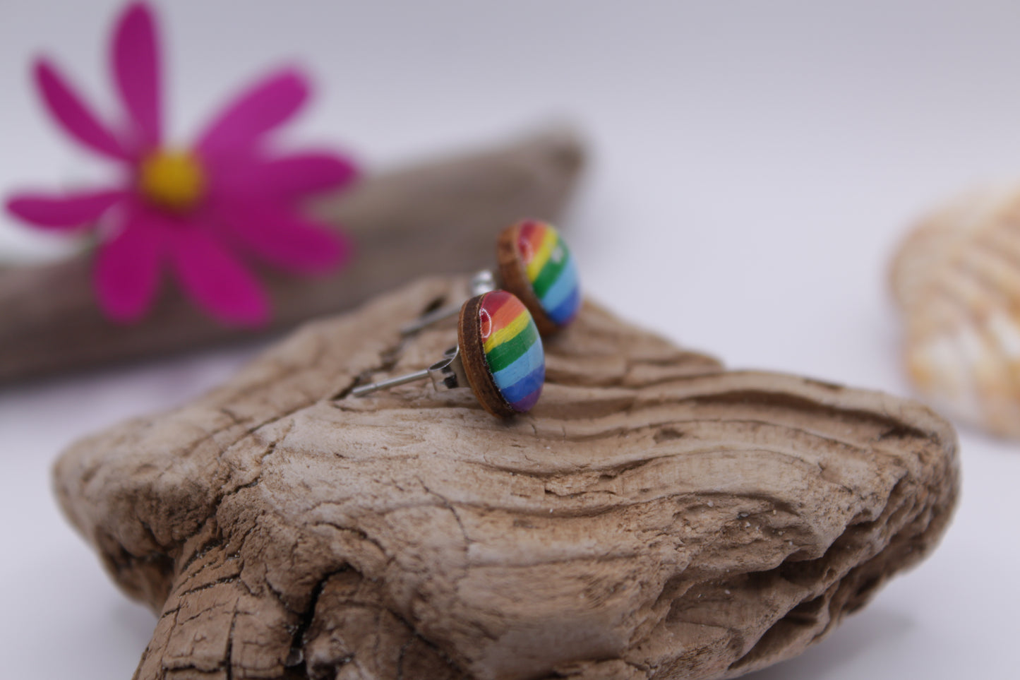 Handpainted 'Rainbow' Wooden Earrings