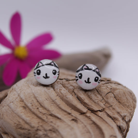 Handpainted 'Little Kittens' Wooden Earrings