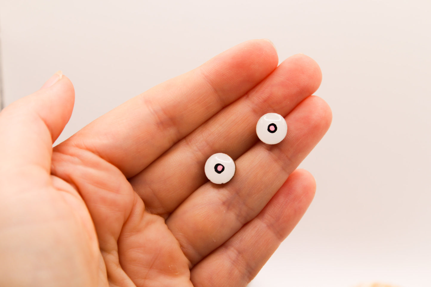 Handpainted 'Pink Dot' Wooden Earrings