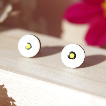 Handpainted 'Yellow Dot' Wooden Earrings