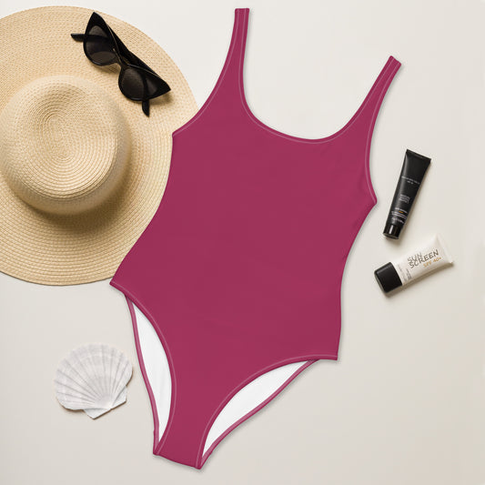 Lipstick Plain Colour One Piece Swimsuit