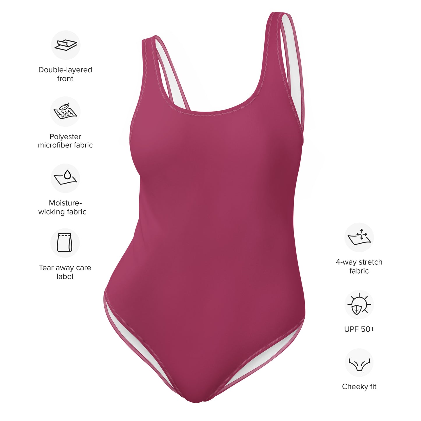 Lipstick Plain Colour One Piece Swimsuit