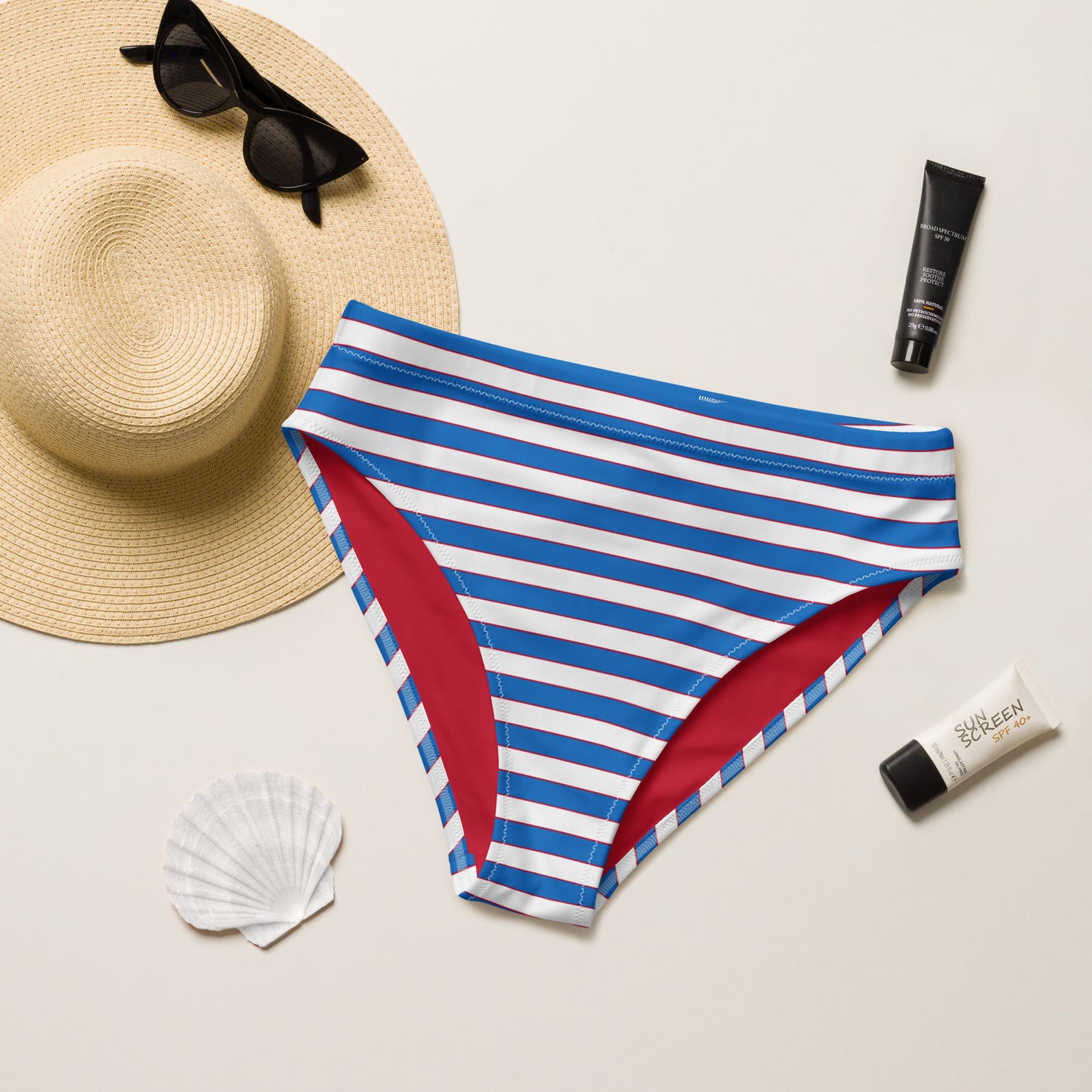 Products Striped Nautical Recycled High-waisted Bikini Bottom