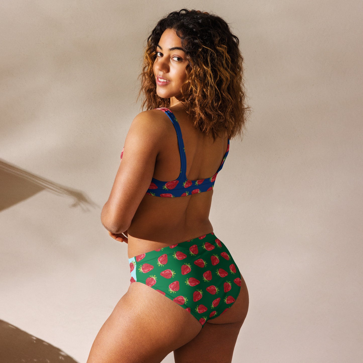 Colourful Strawberry Recycled High-waisted Bikini From The Tasty Line